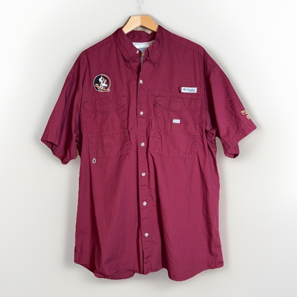 Columbia‎ PFG Men's Florida State Seminoles Vented Shirt Size L Maroon SS